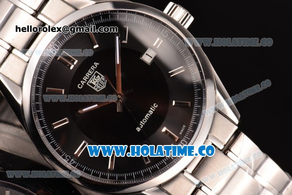 Tag Heuer Carrera Calibre 5 Swiss ETA 2824 Automatic Steel Case/Strap with Black Dial - Click Image to Close